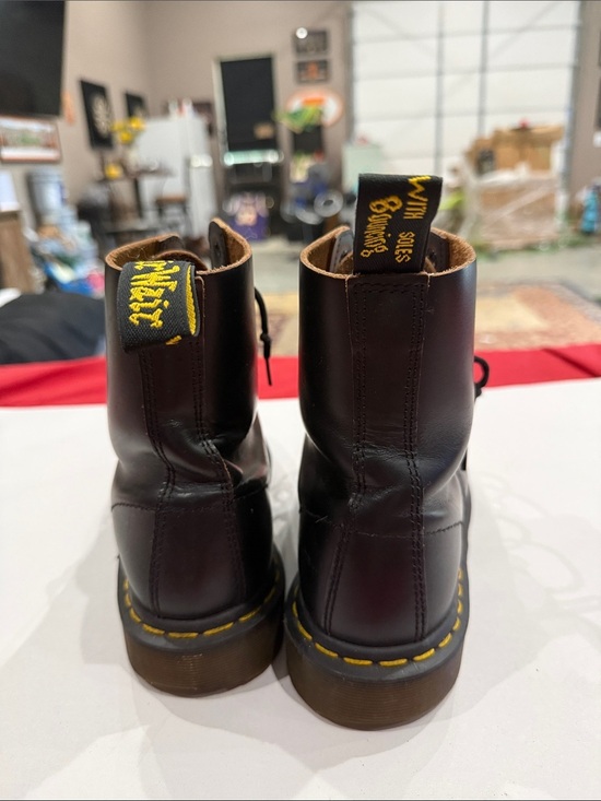 Dr. Martens Black Leather 8-Eye Lace-Up Boots with Yellow Stitching main image 5